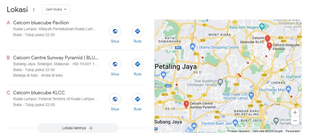 Map Senarai Lokasi Celcom Blue Cube Malaysia