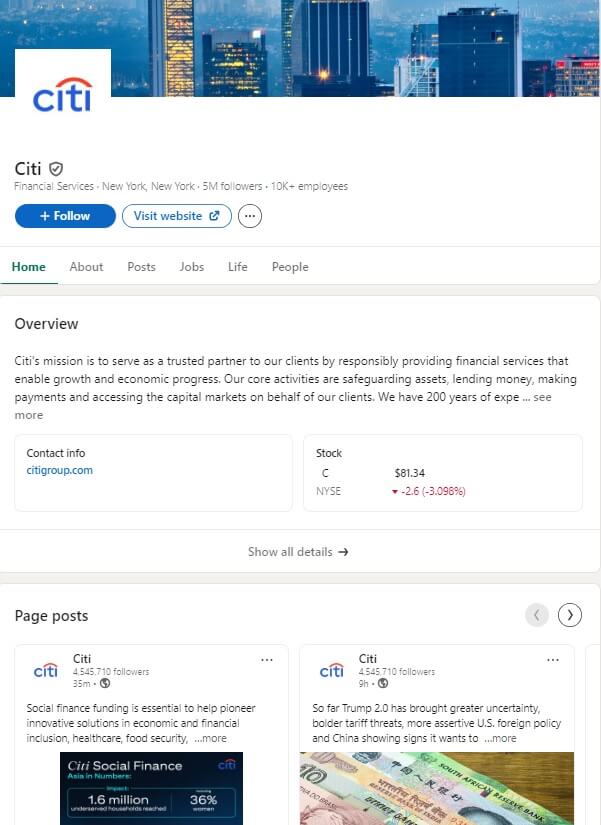 Linkedin Citi Group