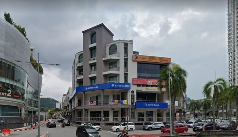 Pandangan luar cawangan Affin Bank dan Affin Islamic di cawangan Fettes Park, Tanjung Tokong, Pulau Pinang.